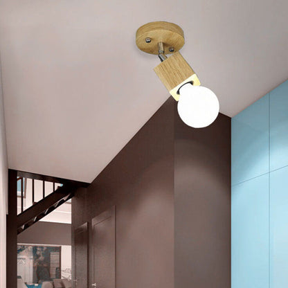 Simple Wooden Square 3- Light Flush Mount Ceiling Light