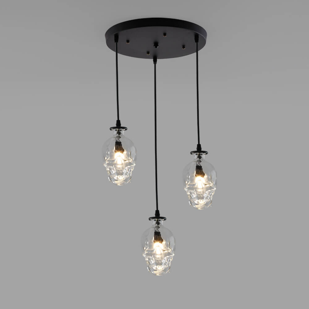 Skull Glass 3-Light Chandeliers