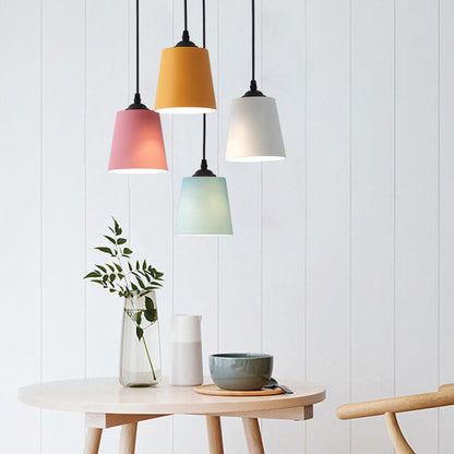 Nordic Macaron Cylinder Dome Metal 1-Light Pendant Light