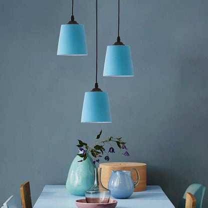 Nordic Macaron Cylinder Dome Metal 1-Light Pendant Light