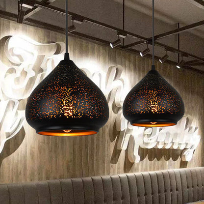 Vintage Etching Metal 1 Light Dome Pendant Light