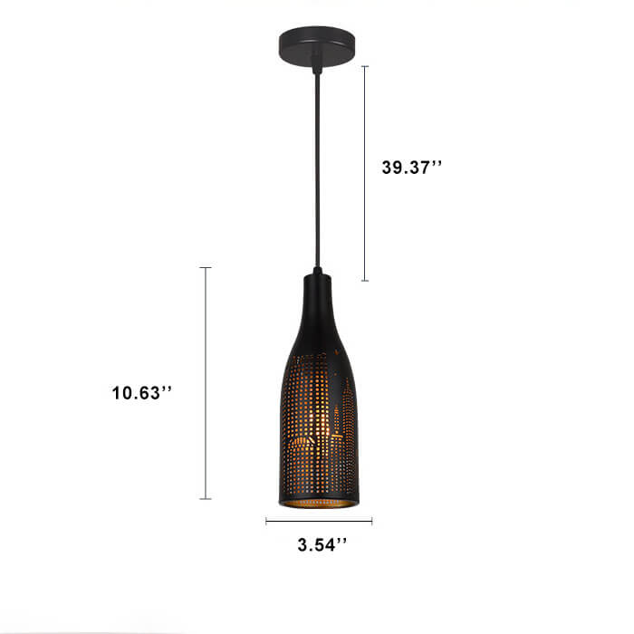 Vintage Etched Wrought Iron Wine Bottle 1-Light LED Pendant Light