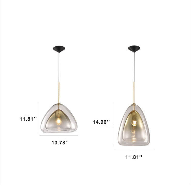 Modern Minimalist Glass Triangle Shape 1-Light Pendant Light