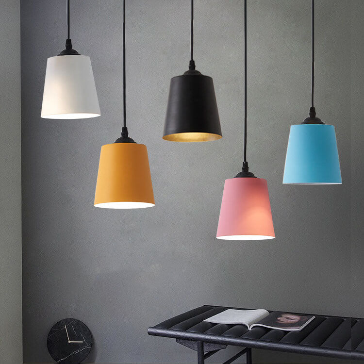 Nordic Macaron Cylinder Dome Metal 1-Light Pendant Light