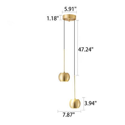 Nordic Light Luxury Full Brass Cylindrical Mini LED Pendant Light