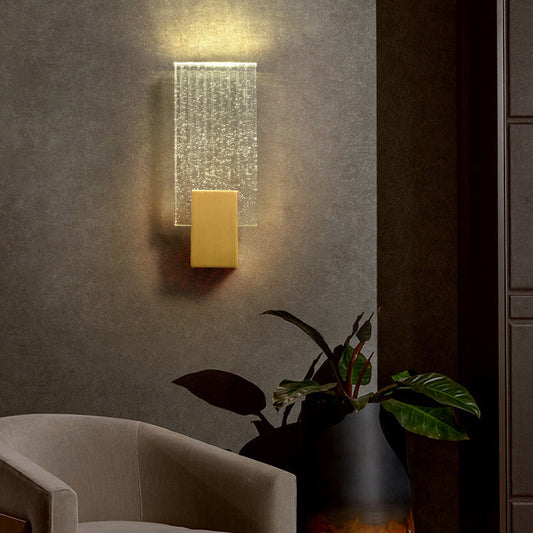 مصباح حائط LED مستطيل الشكل من النحاس الكريستالي بتصميم عصري بسيط لغرفة المعيشة 