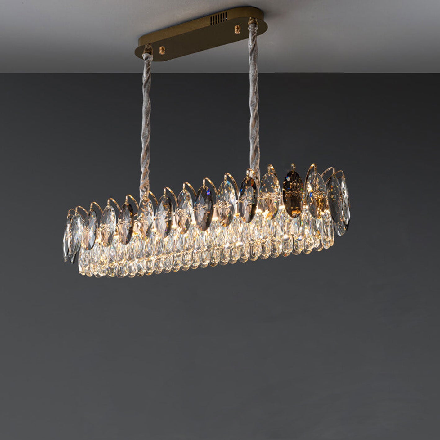 European Light Luxury Round Crystal LED Chandelier