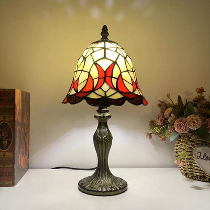 Tiffany Simple Flower Cup Alloy Stained Glass 1-Light Table Lamp