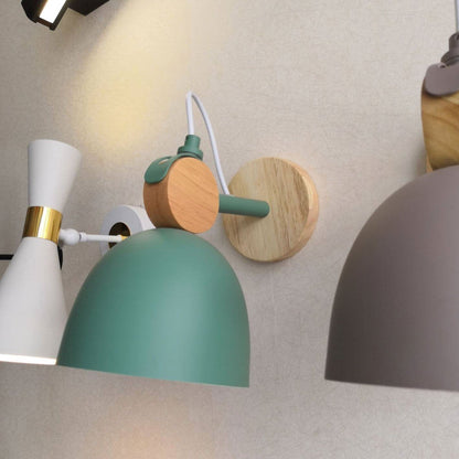 Nordic Macaron Dome Log 1-Light Rotatable Wall Sconce Lamp