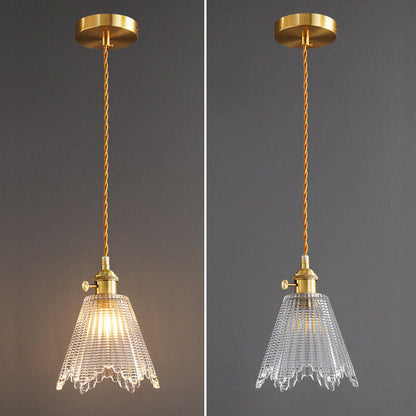 Modern Luxury Glass Bell Shade Brass 1-Light Pendant Light