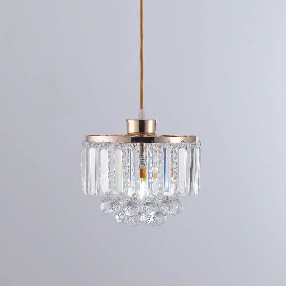 Nordic Light Luxury Round Iron Crystal String 1-Light Pendant Light