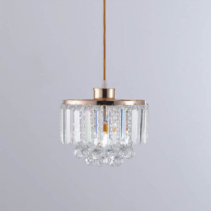 Nordic Light Luxury Round Iron Crystal String 1-Light Pendant Light