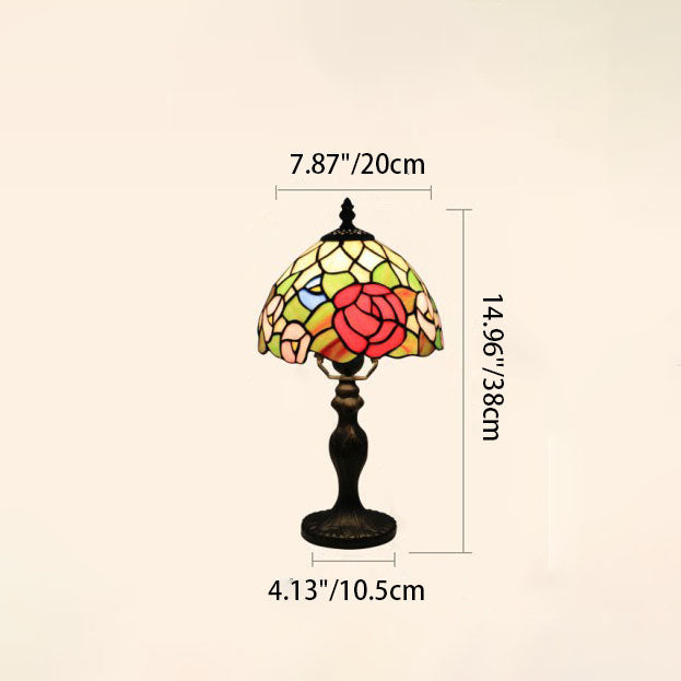 Traditional Tiffany Resin Glass Umbrella Shape 1-Light Table Lamp For Bedroom