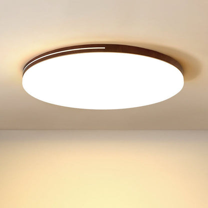 モダンでシンプルな円形アクリル木製LEDフラッシュマウントシーリングライトリビングルーム用