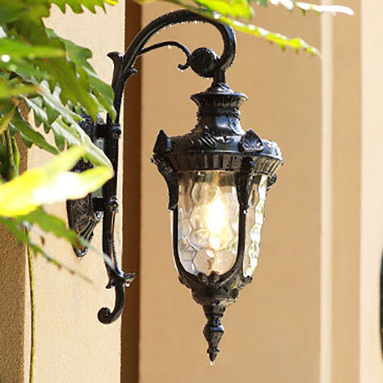 Traditional European Cylinder Lantern Aluminum Glass 1-Light Outdoor Wall Sconce Lamp For Outdoor Patio