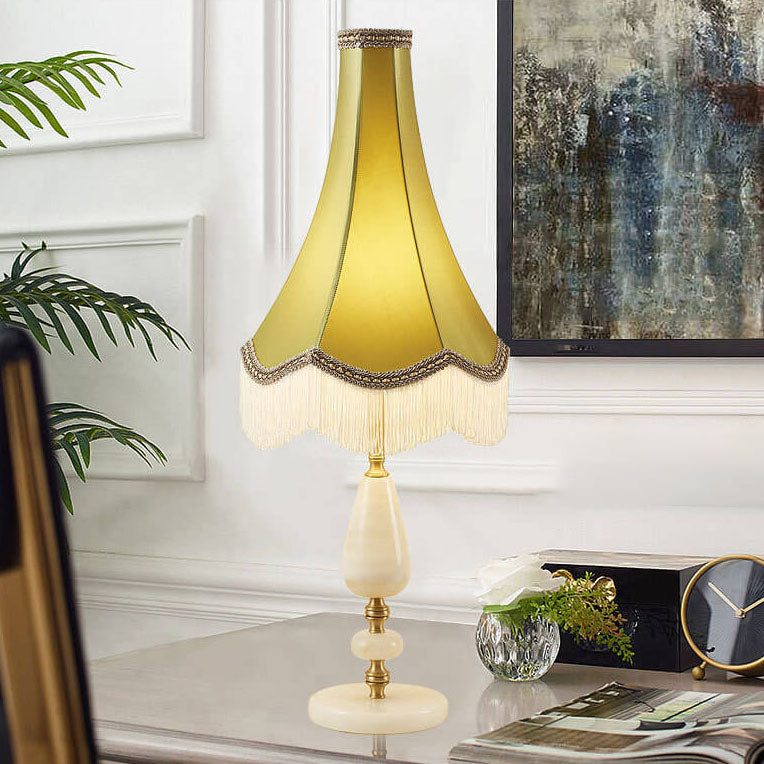 French Retro Court Tassel Copper 1-Light Table Lamp