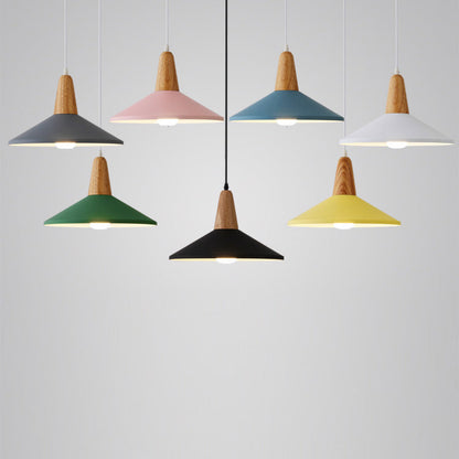 Nordic Minimalist Macaron Solid Color Aluminum Wood 1-Light Pendant Light