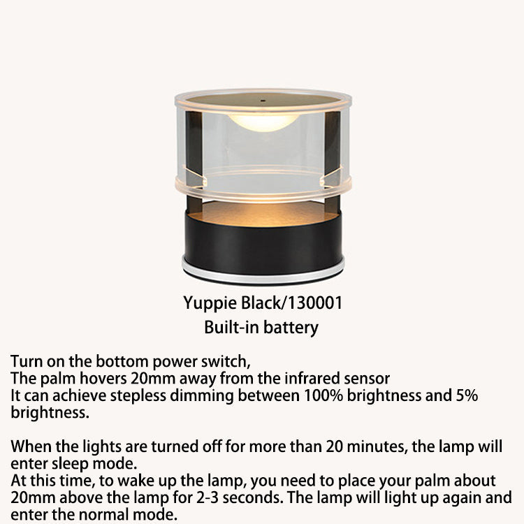 Modern Simplicity PMMA PC Stainless Steel Aluminum Cylinder LED Table Lamp For Bedside