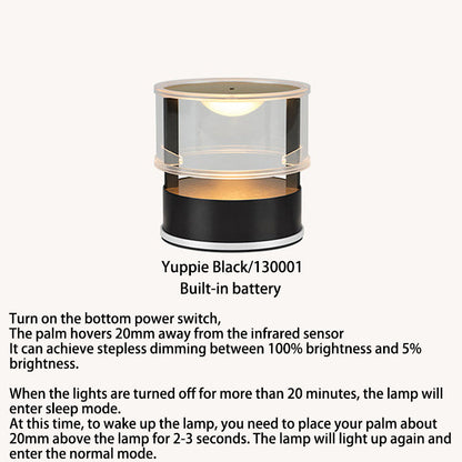 Modern Simplicity PMMA PC Stainless Steel Aluminum Cylinder LED Table Lamp For Bedside