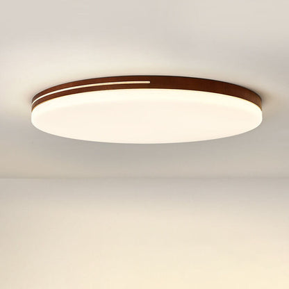 モダンでシンプルな円形アクリル木製LEDフラッシュマウントシーリングライトリビングルーム用