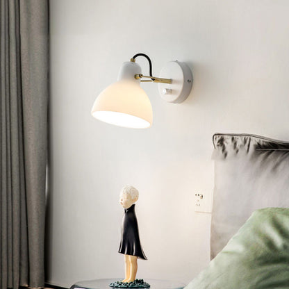 Modern Simplicity Iron Glass Dome Hemispheroid 1-Light Wall Sconce Lamp For Bedside