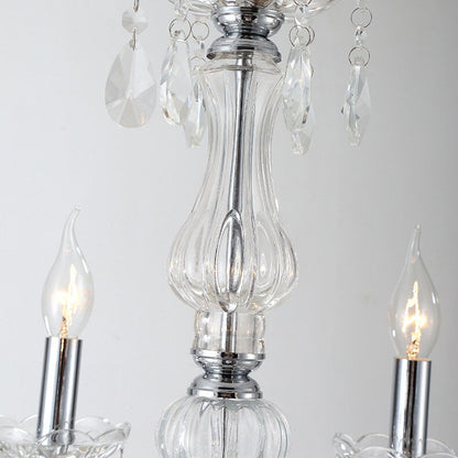 Contemporary Luxury Round Candelabra Glass 3/4/5/6 Light Chandelier For Living Room