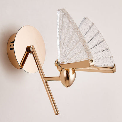 Modern Art Deco Zinc Alloy Butterfly Shape Acrylic LED Wall Sconce Lamp For Living Room