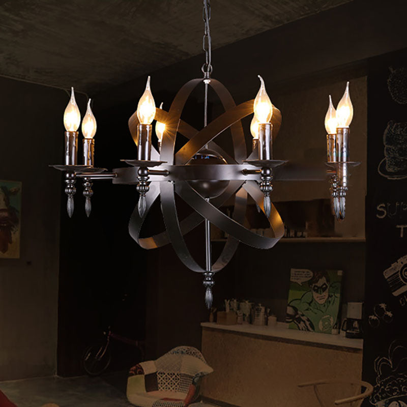 Traditional Colonial Round Ball Candelabra Iron 6/8 Light Chandelier For Living Room