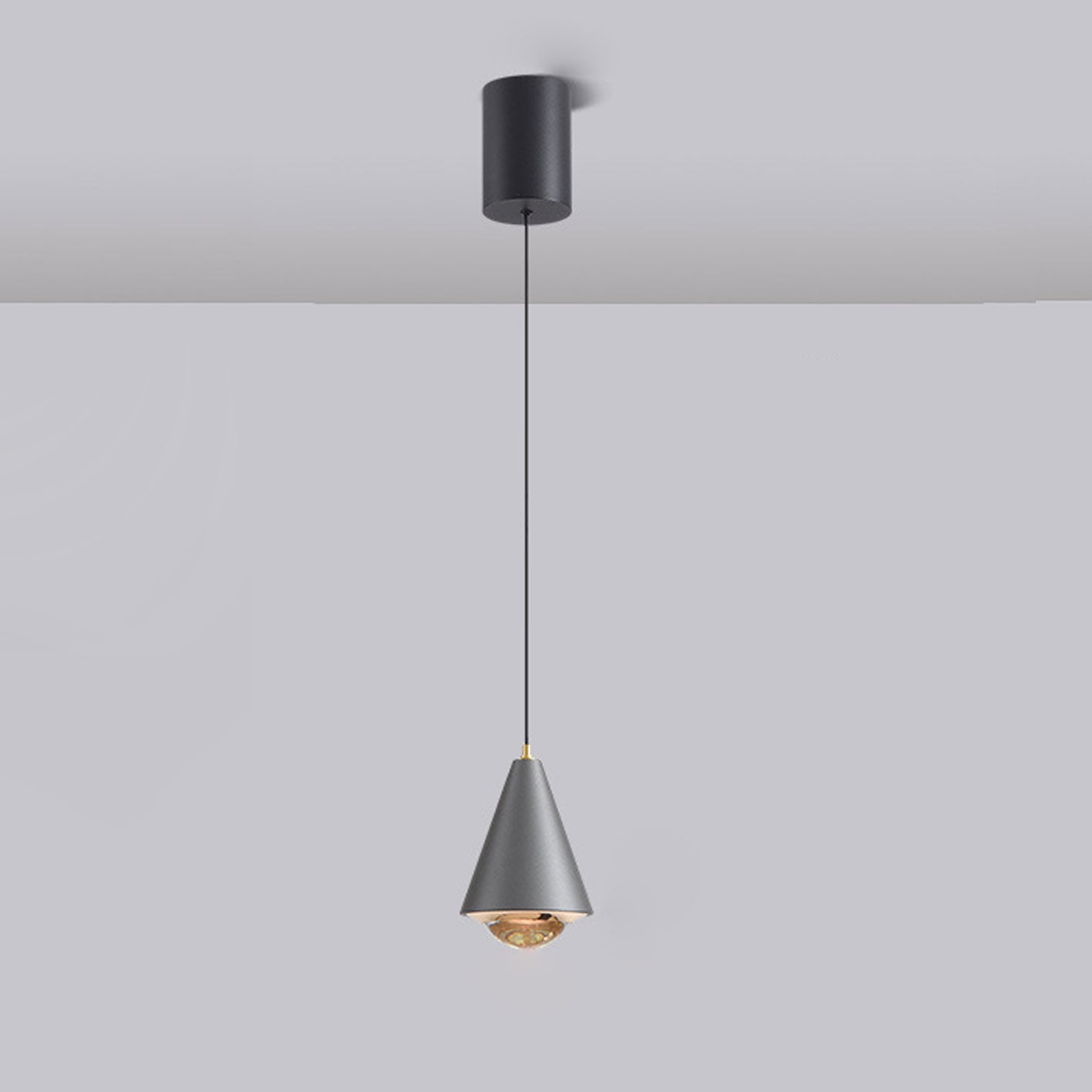 Modern Minimalist Solid Color Free Lift Conical 1-Light Pendant Light