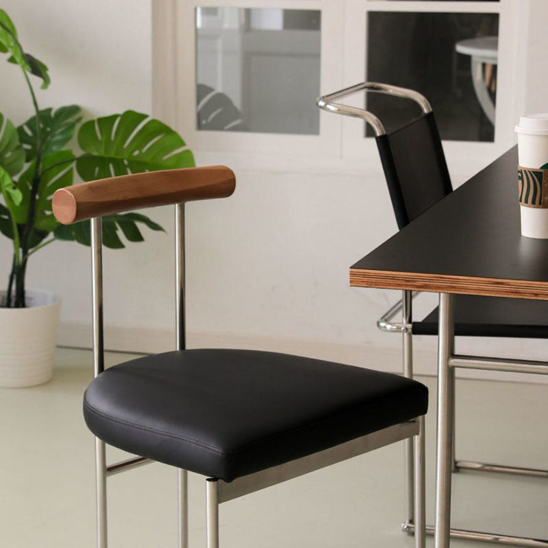 Contemporary Nordic Half Round Microfiber Leather Metal Wood Curved Backrest Dining Chair For Dining Room