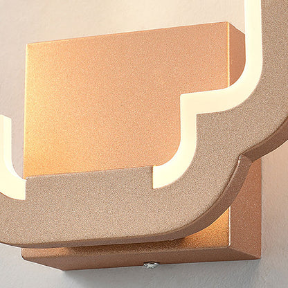 Traditional Chinese Rectangle Striped Lotus Leaf Iron Acrylic LED Wall Sconce Lamp For Bedroom