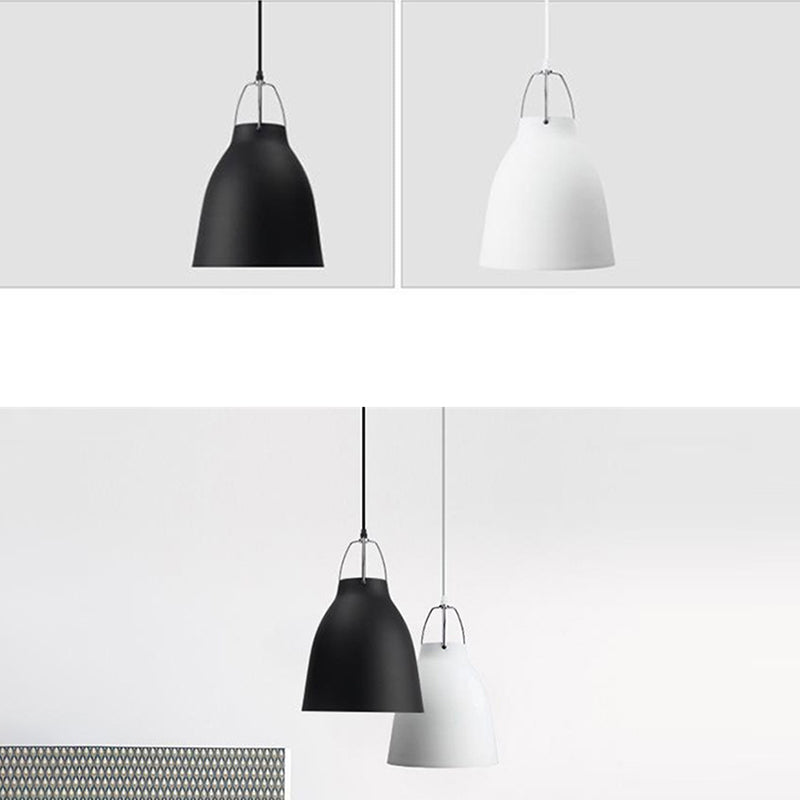 Contemporary Nordic Aluminum Bell 1-Light Pendant Light For Dining Room