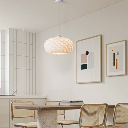 Modern Minimalist Cream Pine Cone Round Dome 1-Light Pendant Light