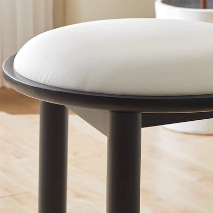 Contemporary Scandinavian Round Back Solid Wood Lambswool PU Leather Dining Chair Backrest For Dining Room