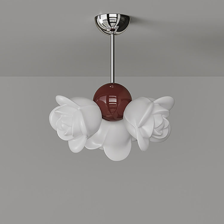 Contemporary Creative Rose Orb PE Iron LED Semi-Flush Mount Ceiling Light For Living Room