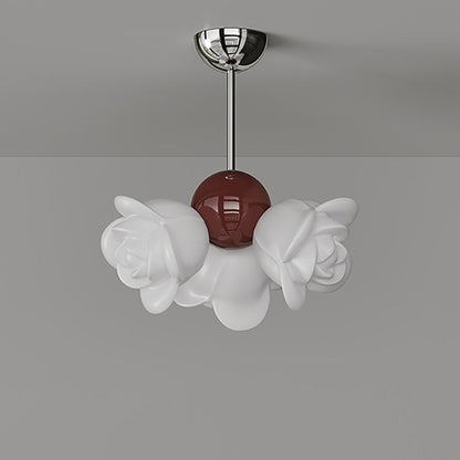 Contemporary Creative Rose Orb PE Iron LED Semi-Flush Mount Ceiling Light For Living Room