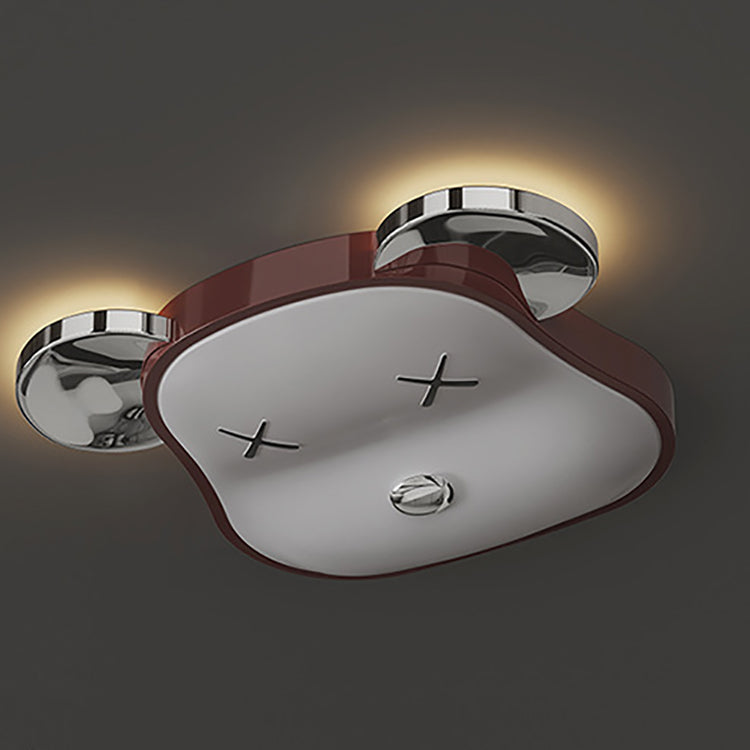 Modern Art Deco Violent Bear PE Iron LED Flush Mount Ceiling Light For Bedroom