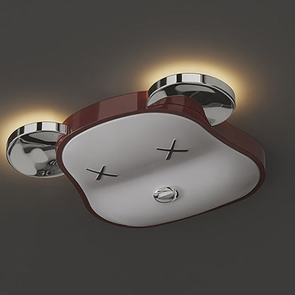 Modern Art Deco Violent Bear PE Iron LED Flush Mount Ceiling Light For Bedroom