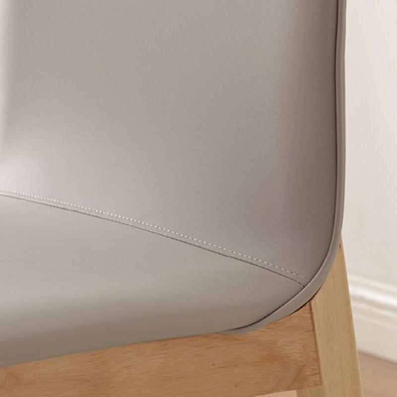 Contemporary Nordic Square Faux Leather Wood Frame Dining Chair Backrest For Dining Room