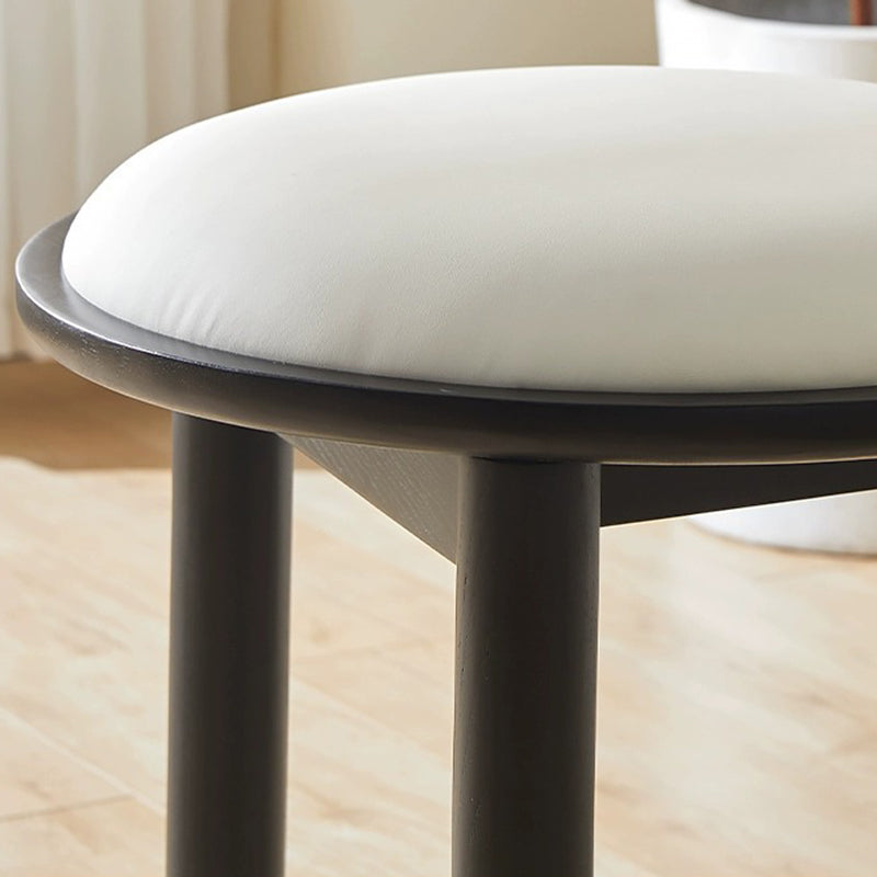 Traditional Vintage Round Upholstered PU Leather Lambswool Solid Wood Dining Chair Backrest For Dining Room