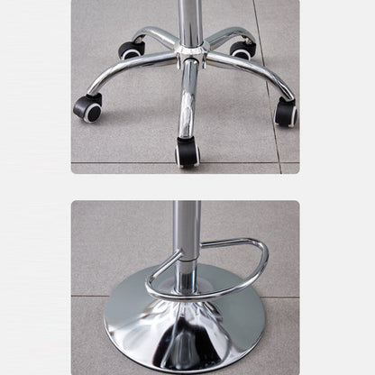 Modern Minimalist Square Cushion Faux Leather Metal Bar Stool Backrest Height Adjustable For Dining Room