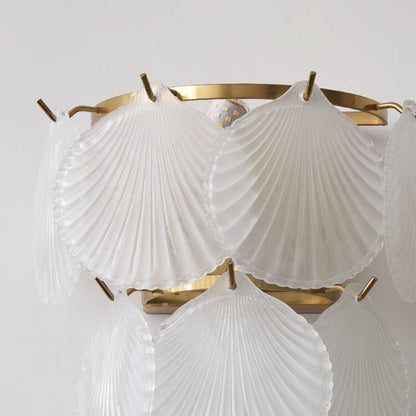 French Light Luxury Frosted Glass Shell 2-Light Wall Sconce Lamp