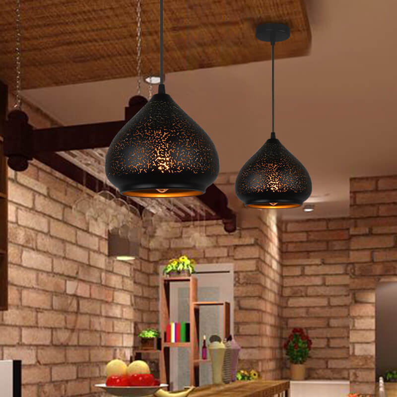 Vintage Etching Metal 1 Light Dome Pendant Light