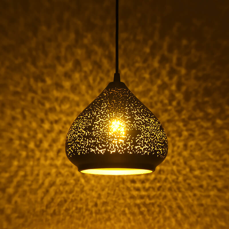 Vintage Etching Metal 1 Light Dome Pendant Light