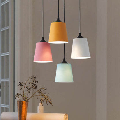 Nordic Macaron Cylinder Dome Metal 1-Light Pendant Light