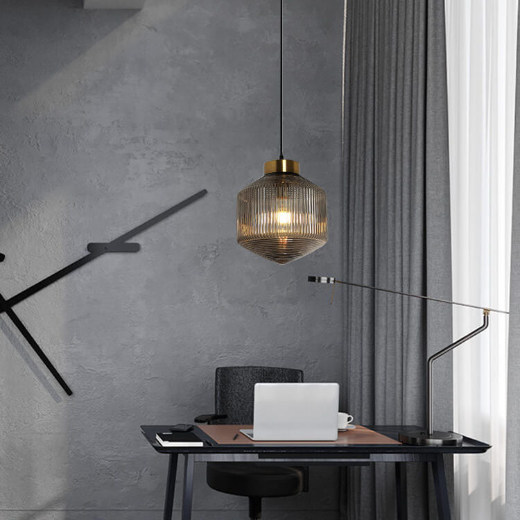 Nordic Textured Glass 1-Light Drum LED Pendant Light