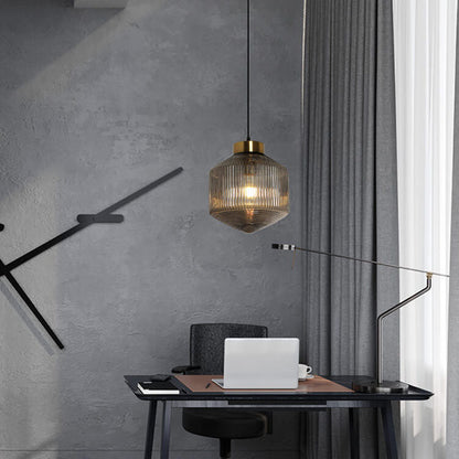 Nordic Textured Glass 1-Light Drum LED Pendant Light