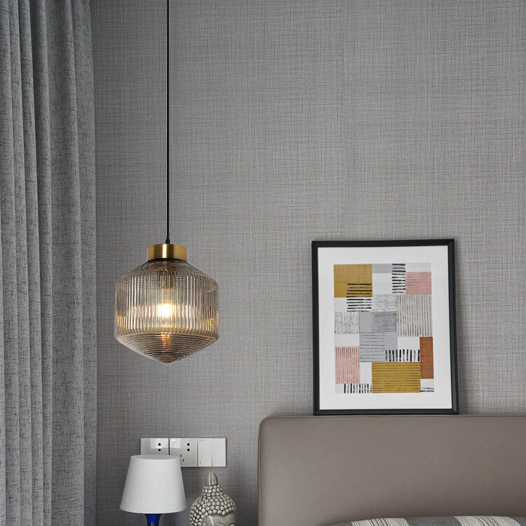 Nordic Textured Glass 1-Light Drum LED Pendant Light