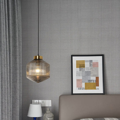 Nordic Textured Glass 1-Light Drum LED Pendant Light