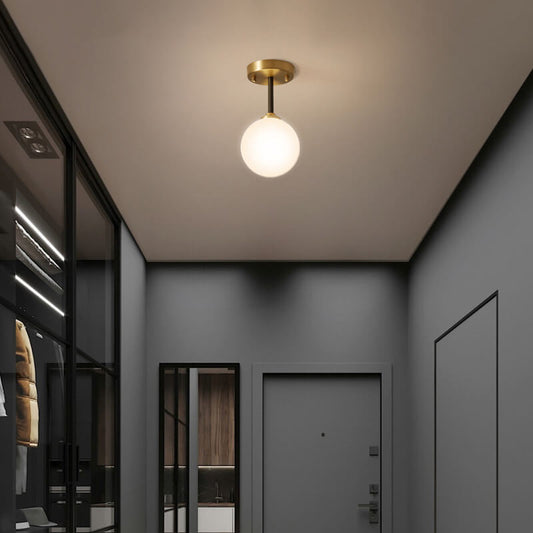 Minimalist Glass Ball 1-Light Globe Semi-Flush Mount Lighting